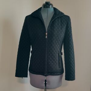 GALLERY PETITE Black Quilted Pattern Jacket